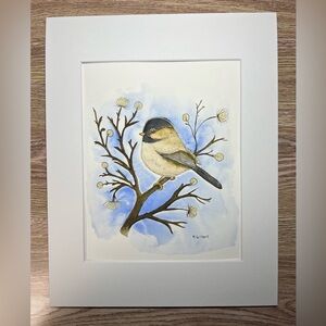 8x10 Chickadee Watercolor – Original Bird Painting